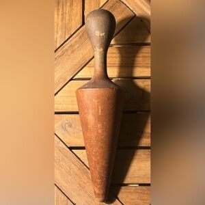 Primitive Wooden Cone Food Pestle Strainer 11.5” Antique